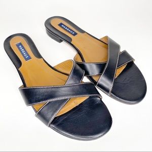 Margaux The Sandal Black Leather Slip On Slide Neutral Spain Size 8.5